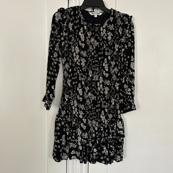 WALTER BAKER Floral Short Dress Long Sleeves with Ruffle, Size Small - Picture 1 of 7